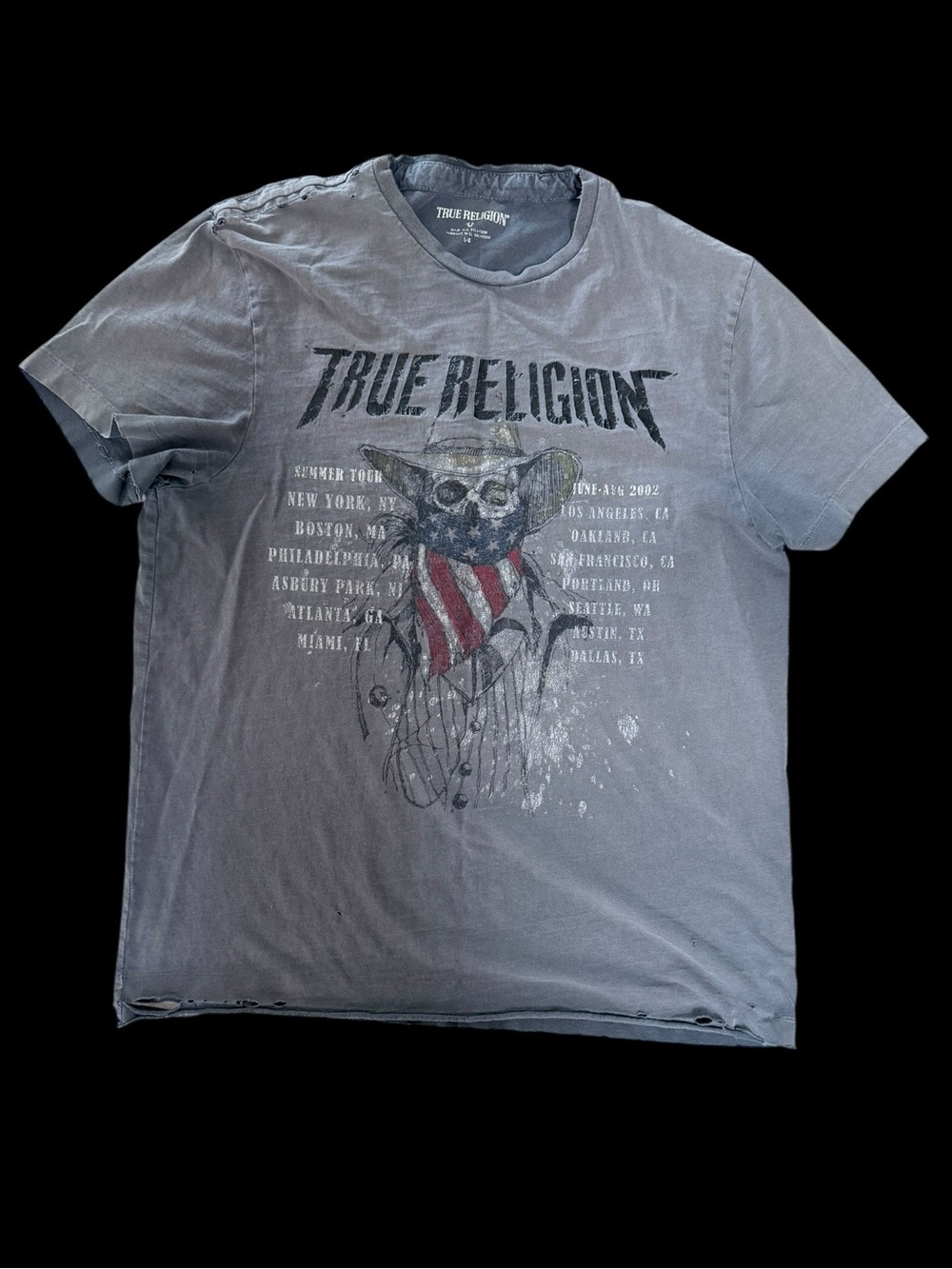 True Religion Men's Charcoal Grey “Summer Tour” Graphic Tee